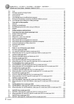 VW Fox type 5Z 2005-2012 wheels and tyres standard repair workshop manual pdf