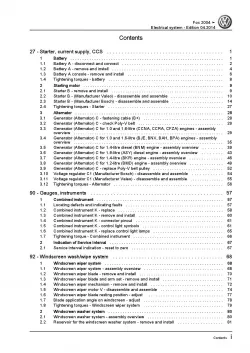 VW Fox type 5Z 2003-2009 electrical system repair workshop manual pdf ebook