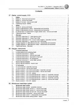 VW Fox type 5Z 2010-2021 electrical system repair workshop manual pdf ebook