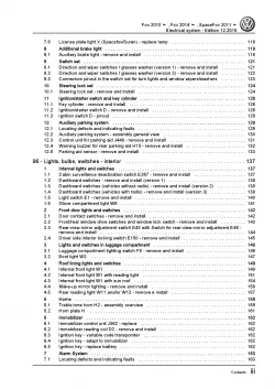 VW Fox type 5Z 2010-2021 electrical system repair workshop manual pdf ebook