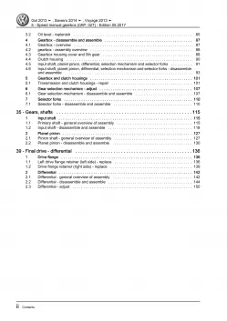 VW Gol 3 5U3 (12-17) 5 speed manual gearbox 0AP/02T repair workshop manual eBook