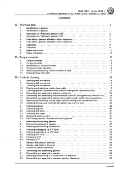 VW Golf 3 1H (95-99) 4 speed automatic gearbox 01M repair workshop manual pdf