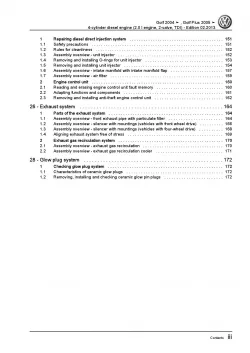 VW Golf 5 1K 2003-2008 4-cyl. diesel engines 140 hp repair workshop manual pdf