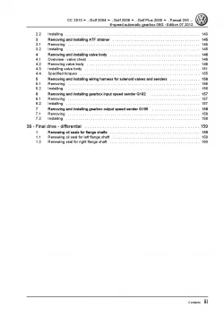 VW Golf 6 1K 5K (08-12) 6 speed automatic gearbox 09G repair workshop manual pdf