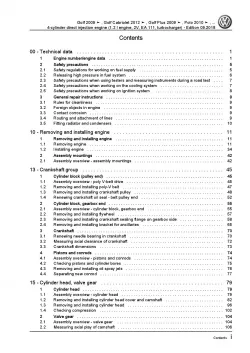 VW Golf 6 1K 5K 2008-2012 4-cyl. 1.2l petrol engines 86-105 hp repair manual pdf