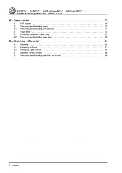 VW Golf 7 Sportsvan AM 2014-2018 6 speed automatic gearbox 09G repair manual pdf