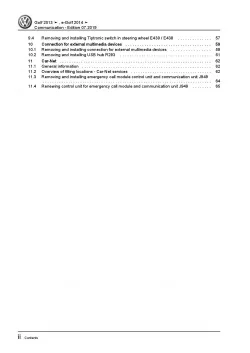 VW e-Golf 7 type BE1 2014-2017 communication radio navigation workshop manual