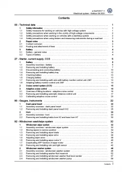 VW e-Golf 7 type BE1 2017-2020 electrical system repair workshop manual pdf