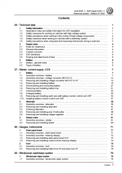 VW Golf 8 type CD from 2019 electrical system repair workshop manual pdf ebook