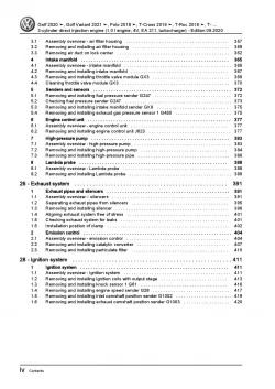 VW Golf 8 CD from 2019 3-cyl. 1.0l petrol engines 90-110 hp repair manual pdf