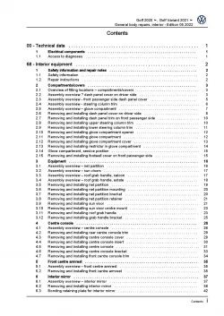 VW Golf 8 Variant CG from 2020 general body repairs interior repair manual pdf