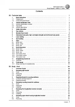 VW Golf 8 Variant type CG from 2020 body repairs workshop repair manual pdf