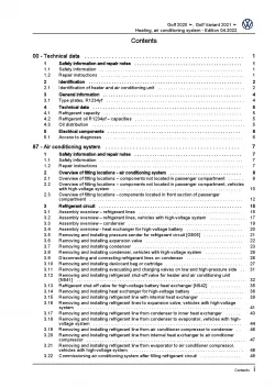 VW Golf 8 Variant CG from 2020 heating air conditioning system repair manual pdf