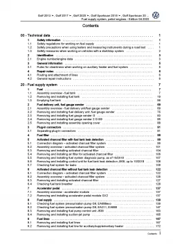 VW Golf 8 Variant CG from 2020 fuel supply system petrol engines repair manual