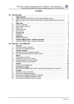 VW Golf 8 Variant CG from 2020 propshaft and rear final drive workshop manual