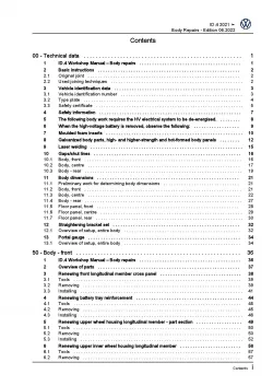 VW ID.4 type E21 from 2020 body repairs workshop repair manual pdf file ebook
