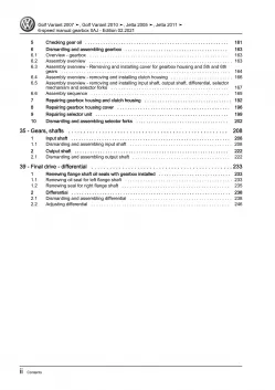 VW Jetta type 1K 2004-2010 6 speed manual gearbox 0AJ repair workshop manual pdf