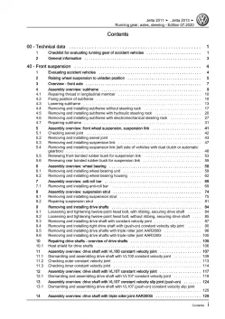 VW Jetta AV 2010-2014 running gear axles steering repair workshop manual pdf