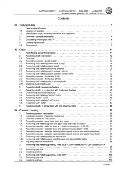 VW Jetta type AV 2010-2014 6 speed manual gearbox 02S repair workshop manual pdf