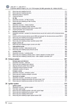 VW Jetta AV (10-18) 4-cyl. petrol engines 170-210 hp repair workshop manual pdf
