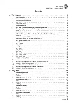 VW Jetta type AV 2014-2018 body repairs workshop repair manual pdf ebook file