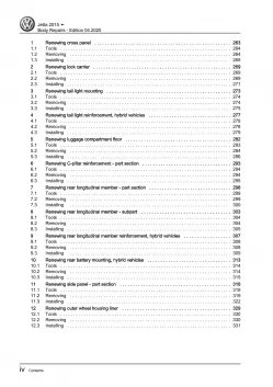 VW Jetta type AV 2014-2018 body repairs workshop repair manual pdf ebook file