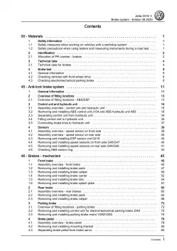 VW Jetta type BU 2018-2021 brake systems repair workshop manual pdf ebook file