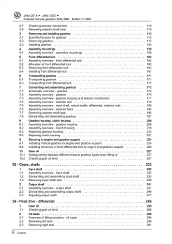 VW Jetta BU from 2018 6 speed manual gearbox 02Q 0BB repair workshop manual pdf