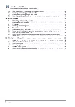 VW Jetta BU from 2018 8 speed automatic gearbox 09S repair workshop manual pdf
