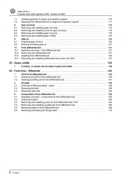 VW Jetta BU 2018-2021 6 speed dual clutch gearbox 0D9 repair workshop manual pdf