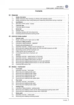 VW Jetta type BU from 2021 brake systems repair workshop manual pdf ebook file
