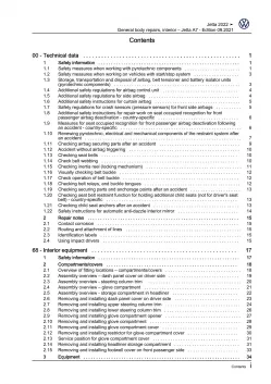 VW Jetta BU from 2021 general body repairs interior repair workshop manual pdf