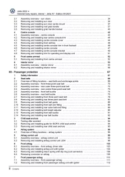 VW Jetta BU from 2021 general body repairs interior repair workshop manual pdf