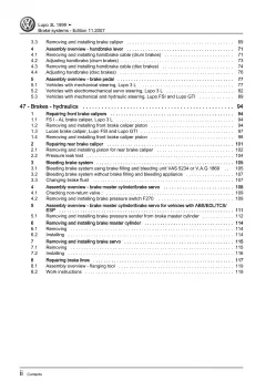 VW Lupo 3L type 6E 1998-2006 brake systems repair workshop manual pdf ebook