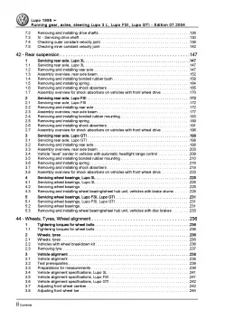 VW Lupo type 6X 1998-2006 running gear axles steering repair workshop manual pdf