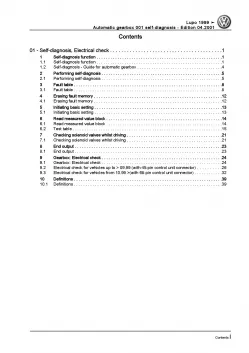 VW Lupo 6X 98-06 self-diagnosis for automatic gearbox repair workshop manual pdf