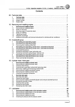 VW Lupo 6X (98-06) 4-cyl. 1.6l petrol engines 125 hp repair workshop manual pdf