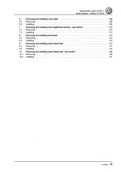 VW New Beetle Cabrio type 1Y 2003-2010 body repairs workshop repair manual pdf