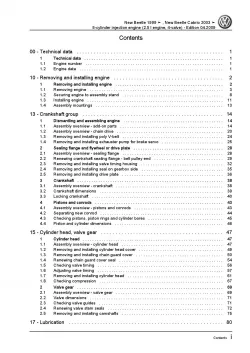 VW New Beetle Cabrio 1Y 2003-2010 5-cyl. petrol engines 150 hp repair manual pdf