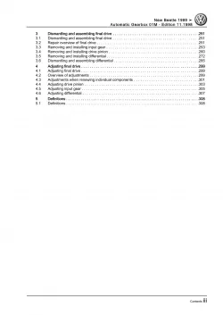 VW New Beetle 9C 1997-2010 4 speed automatic gearbox 01M repair manual ebook pdf