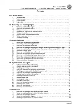 VW New Beetle 9C 1997-2010 4-cyl. injection engine mechanics 75 hp repair manual