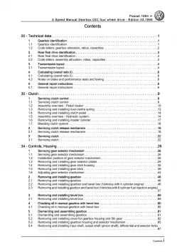 VW Passat 4 3A (93-97) 5 speed manual gearbox 02C repair workshop manual eBook