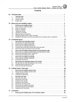 VW Passat 4 3A (93-97) 4-cyl diesel engine mechanics 1.9l 75-110 hp repair eBook