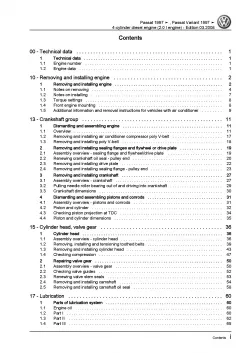 VW Passat 3B (96-05) 4-cyl. diesel engine 2.0l repair workshop manual eBook pdf 