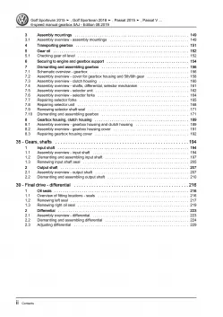 VW Passat 8 3G (14-19) 6 speed manual gearbox 0AJ repair workshop guide eBook