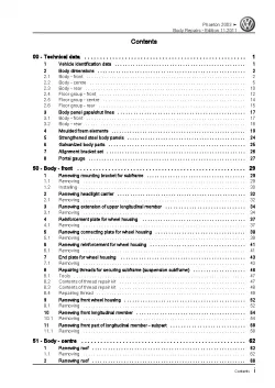 VW Phaeton type 3D 2001-2016 body repairs workshop repair manual pdf ebook