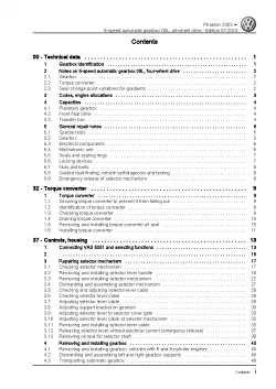 VW Phaeton 3D 01-16 6 speed automatic gearbox 09L AWD repair workshop manual pdf