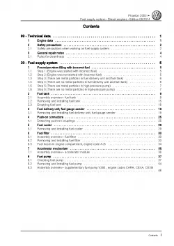 VW Phaeton 3D 01-16 fuel supply system diesel engines repair workshop manual pdf