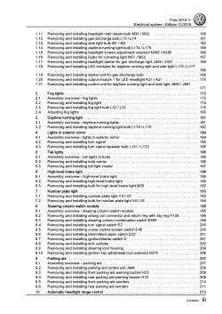 VW Polo 5 type 6C 2014-2017 electrical system repair workshop manual pdf ebook