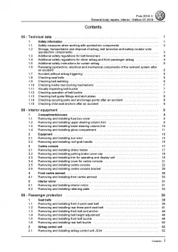 VW Polo 5 6C 2014-2017 general body repairs interior repair workshop manual pdf